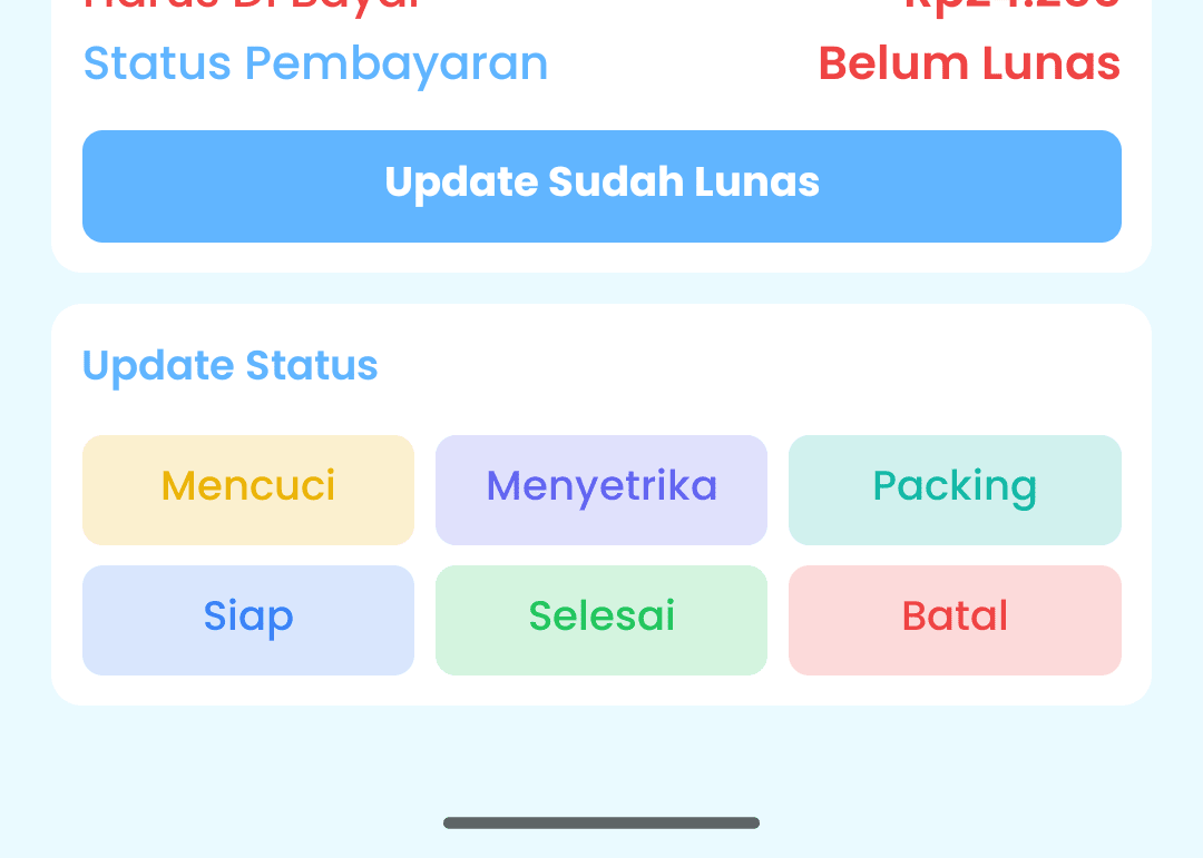 Update Status di aplikasi LaunDrip