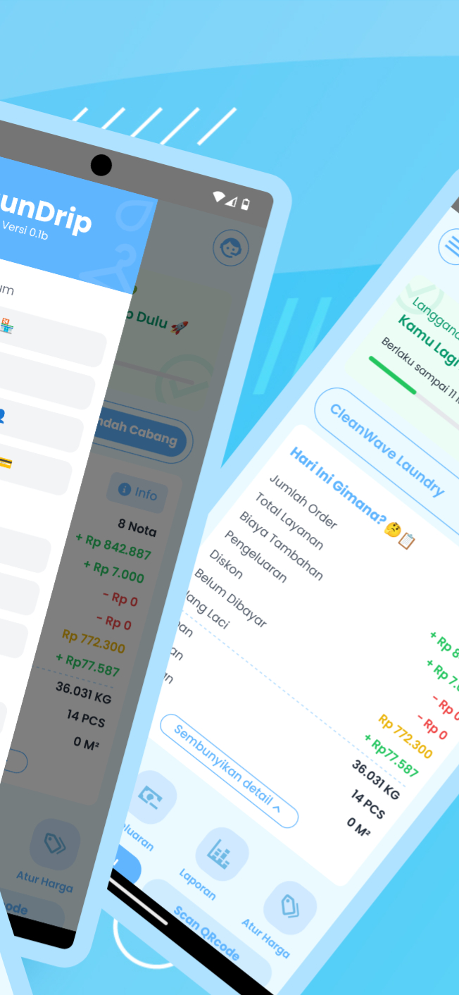 Tampilan Transaksi di LaunDrip