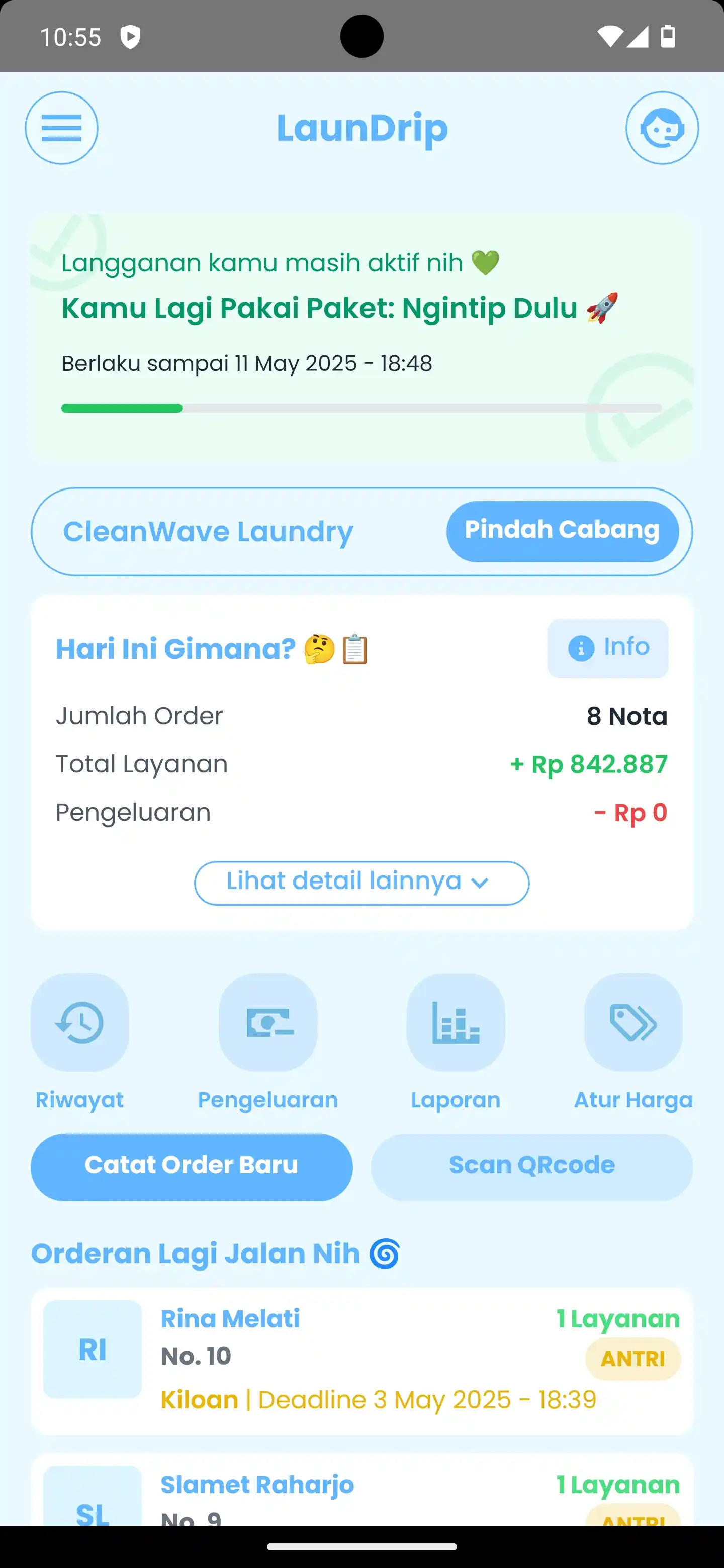 Tampilan Aplikasi LaunDrip